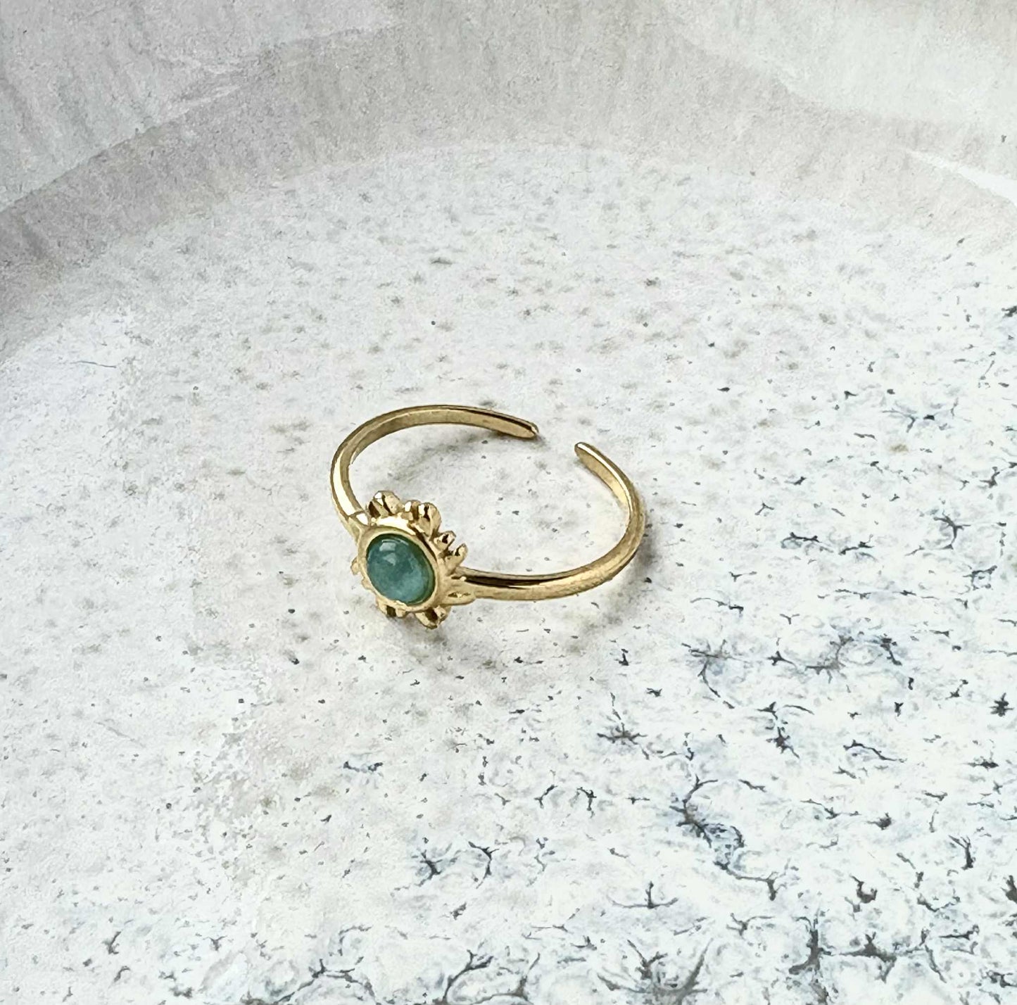 Tarnish Resistant Blue Burst Open Ring