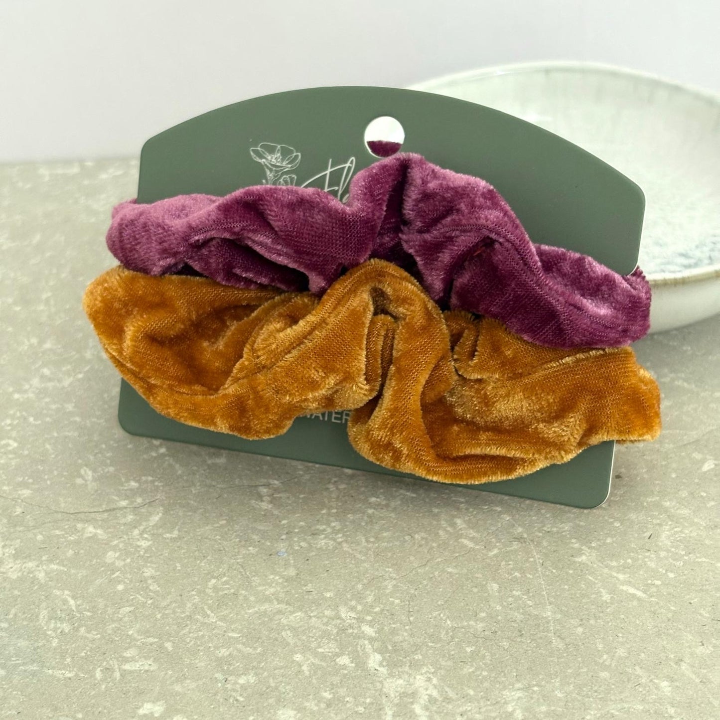 Velvet Scrunchie Duo- Plum & Honey