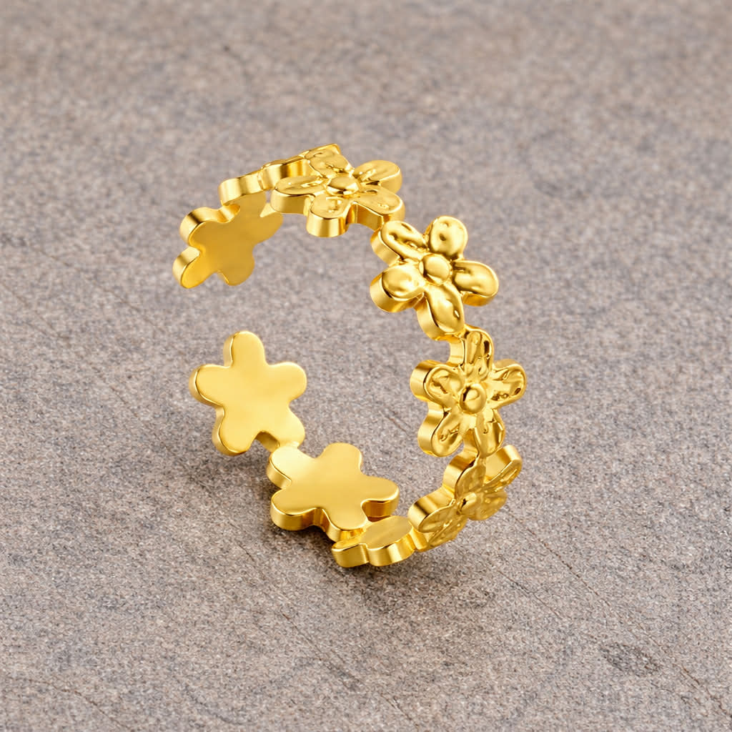Tarnish Resistant Daisy Open Ring