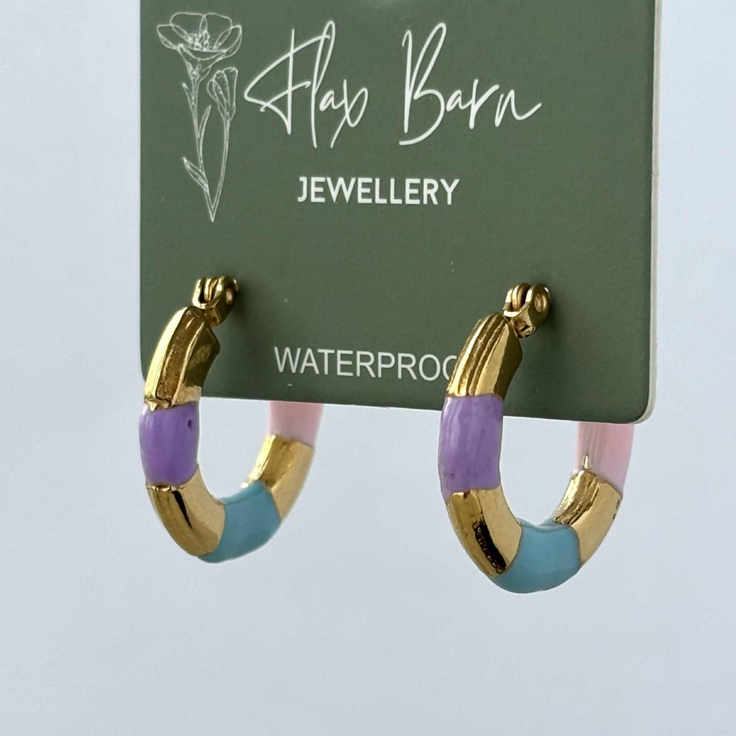 Tarnish Resistant Enamel Hooped Creole Earrings