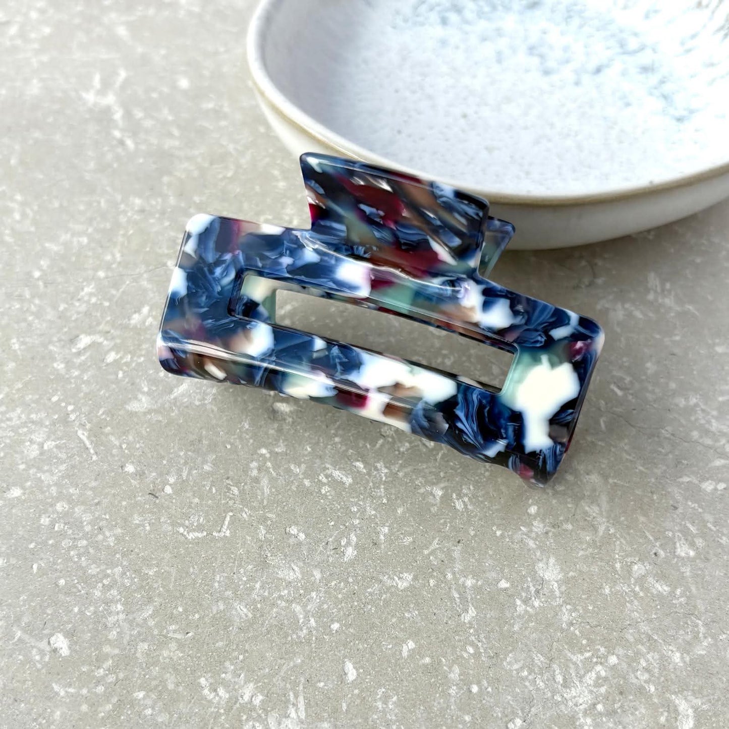 Small Navy Rectangular Claw Clip