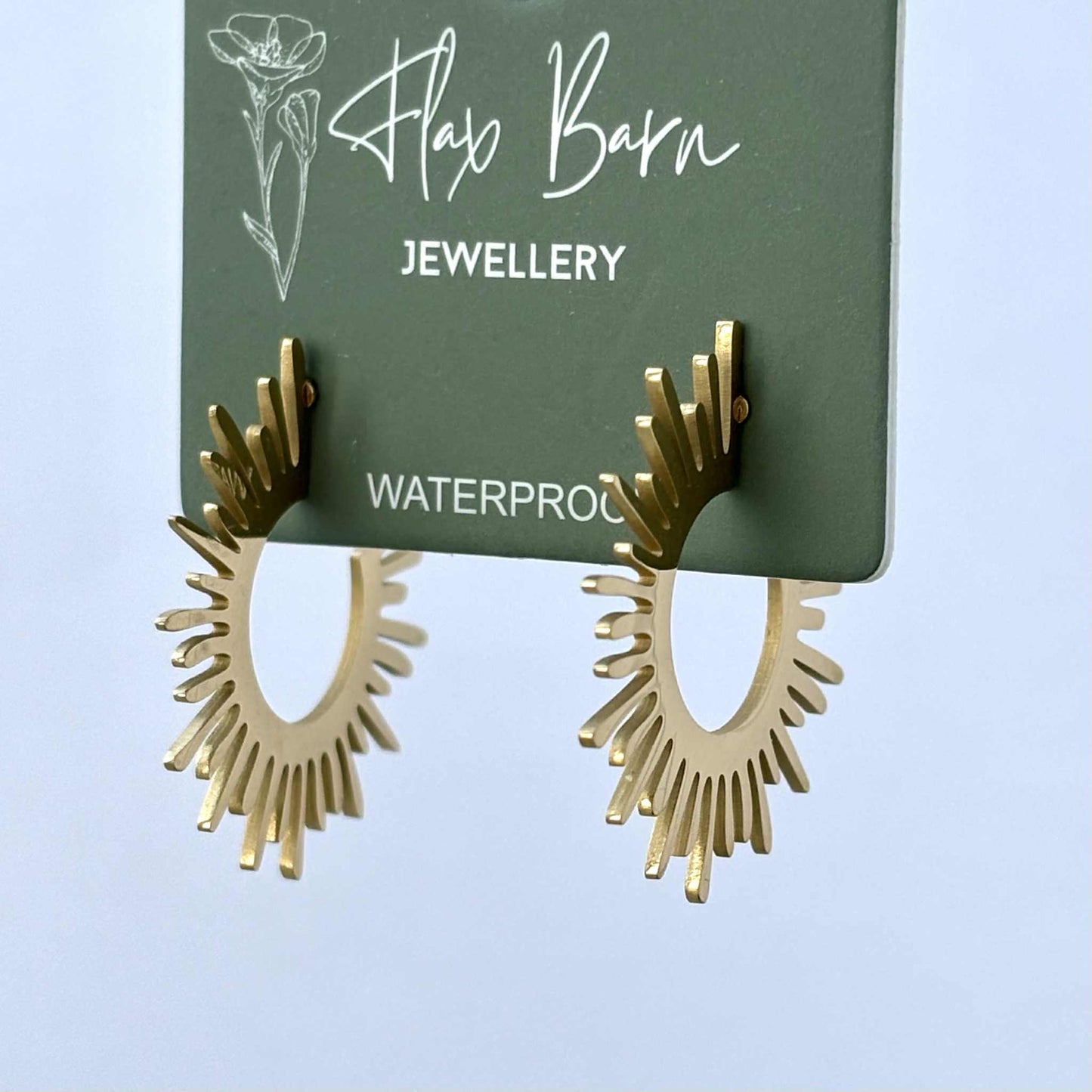 Tarnish Resistant Sunburst Stud Earrings