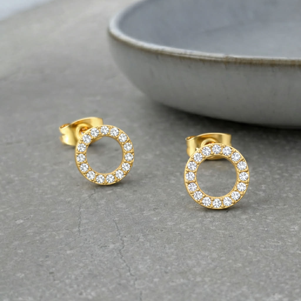 Tarnish Resistant Zirconia Circle Studs