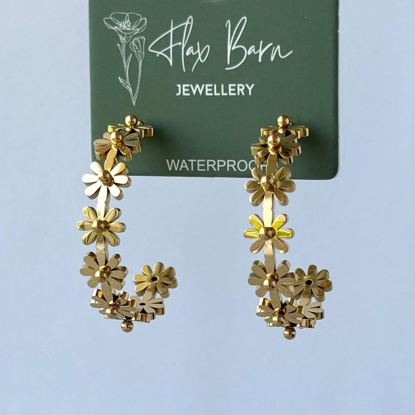 Tarnish Resistant Daisy Hoop Studs