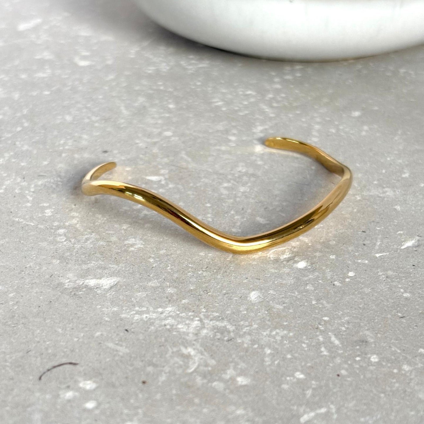 Tarnish Resistant Ripple Open Bangle