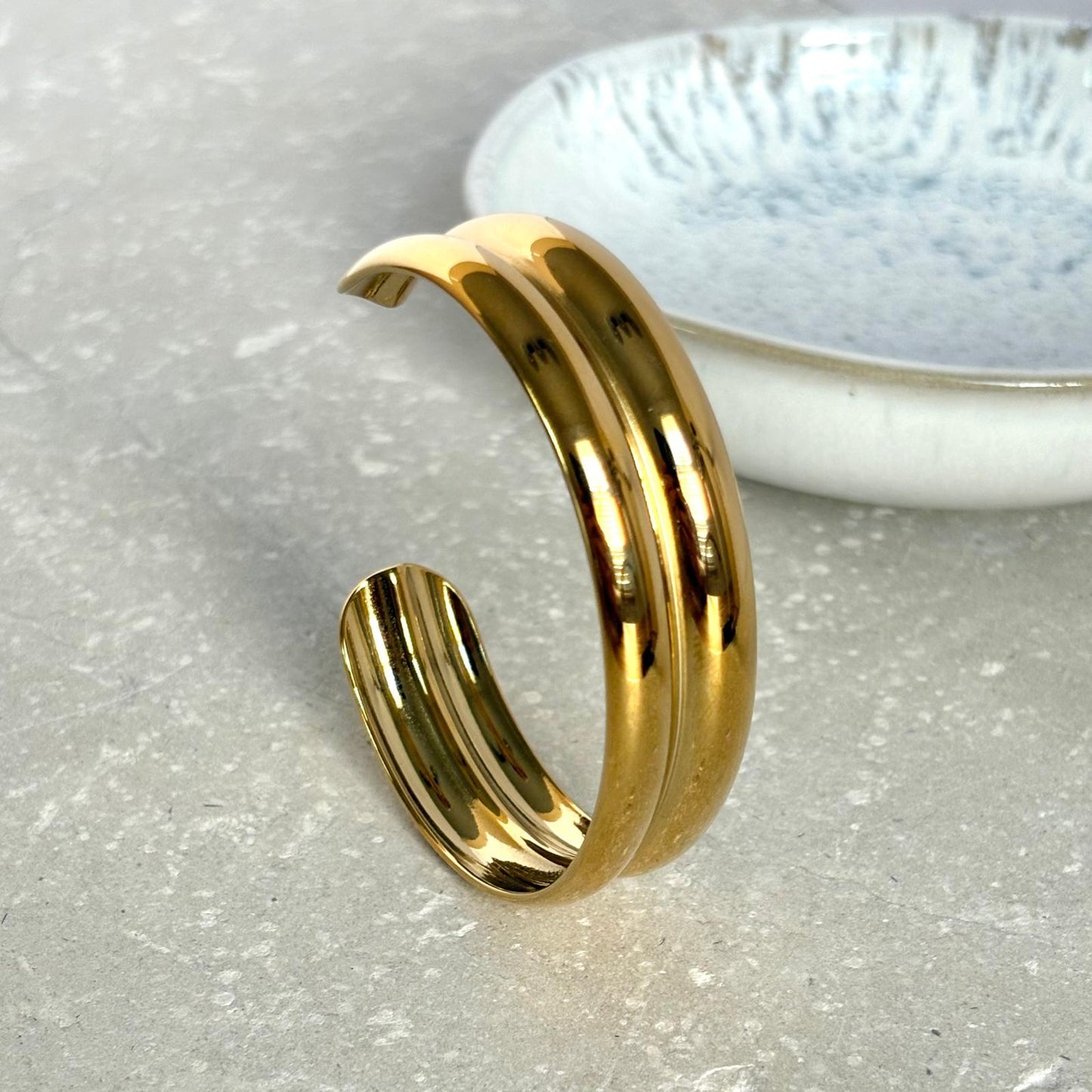 Tarnish Resistant Double Strand Cuff Bangle