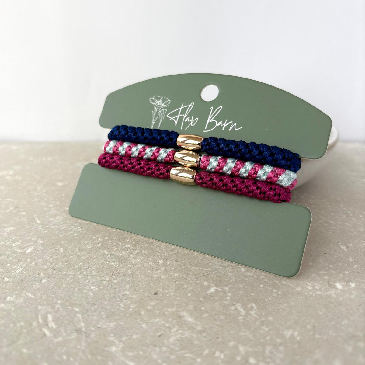 "Midnight Berry" Pack of 3 Elasticated Cord Hairbands