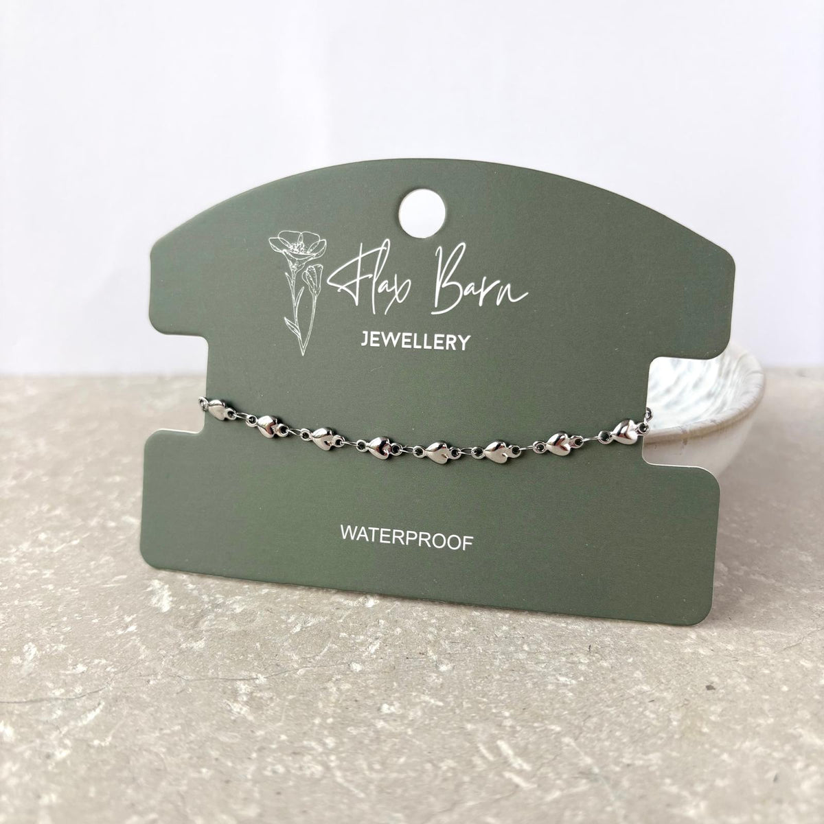 Tarnish Resistant Puffed Heart Chain Bracelet