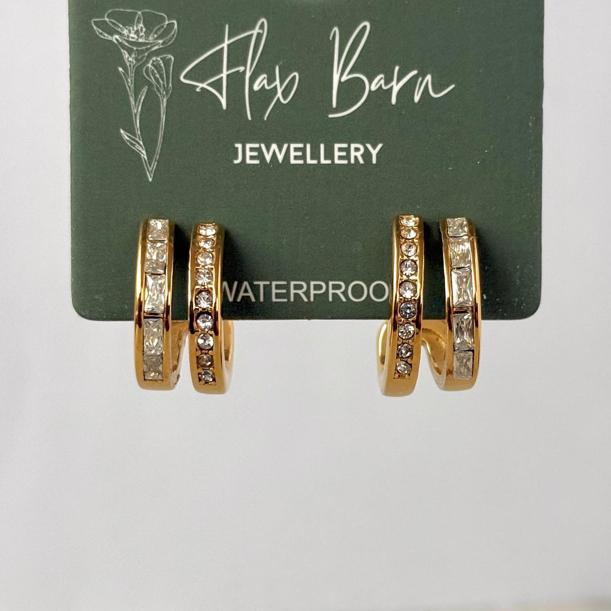Tarnish Resistant Double Hoop Zirconia Studs
