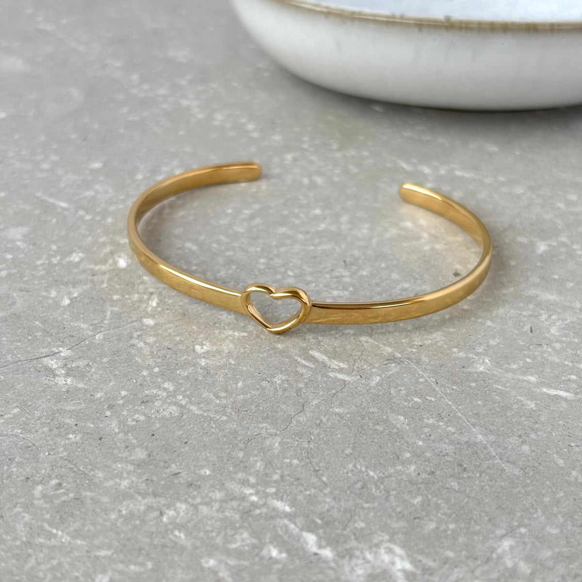 Tarnish Resistant Hollow Heart Cuff Bangle