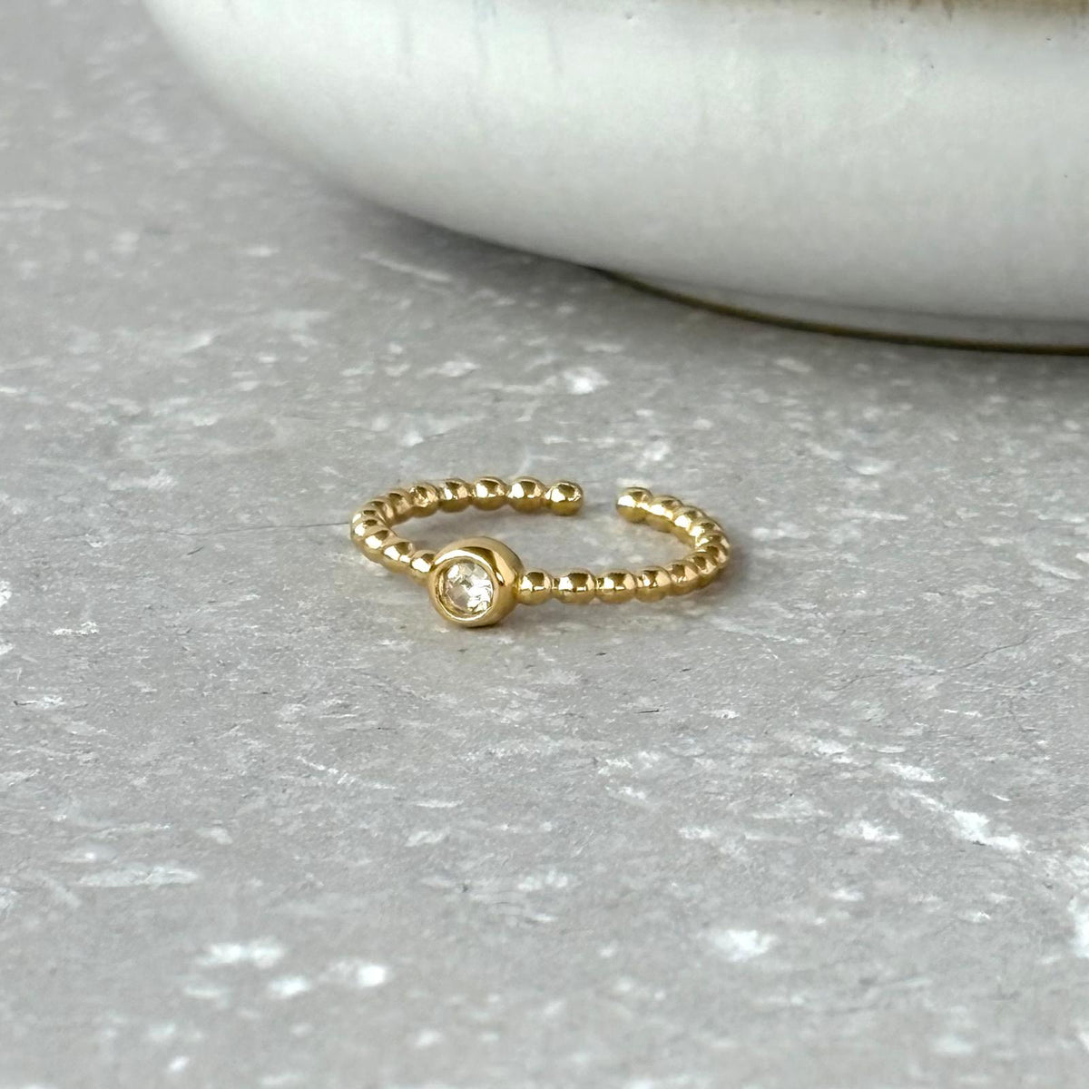 Tarnish Resistant Bezel Set Zirconia Stacking Open Ring