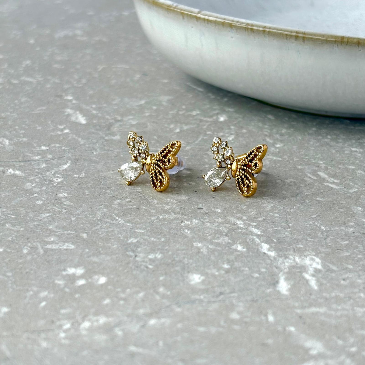 Tarnish Resistant Butterfly Zirconia Studs