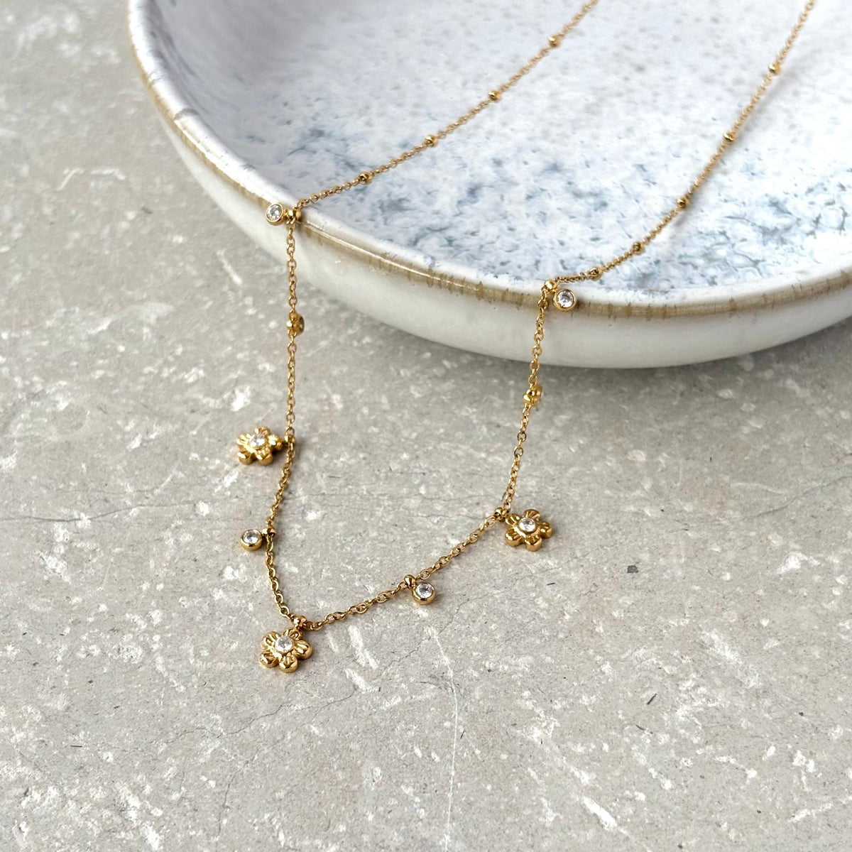 Tarnish Resistant Dainty Floral Necklace