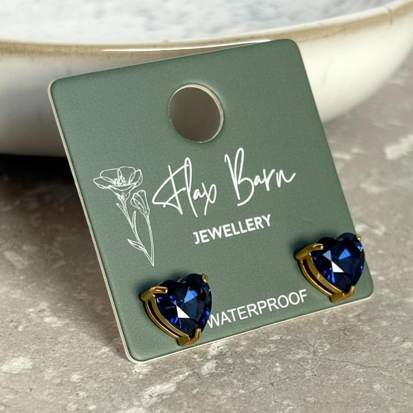 Tarnish Resistant Heart Zirconia Studs