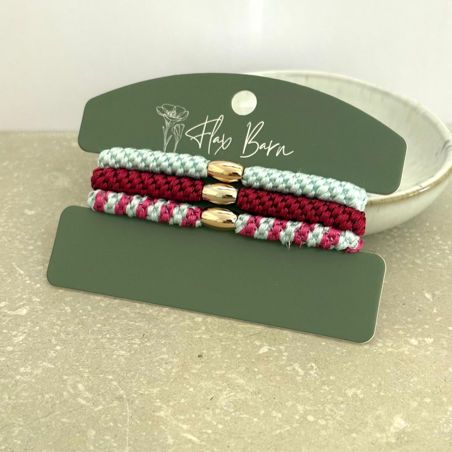 "Berry Mint" Pack of 3 Elasticated Cord Hairbands