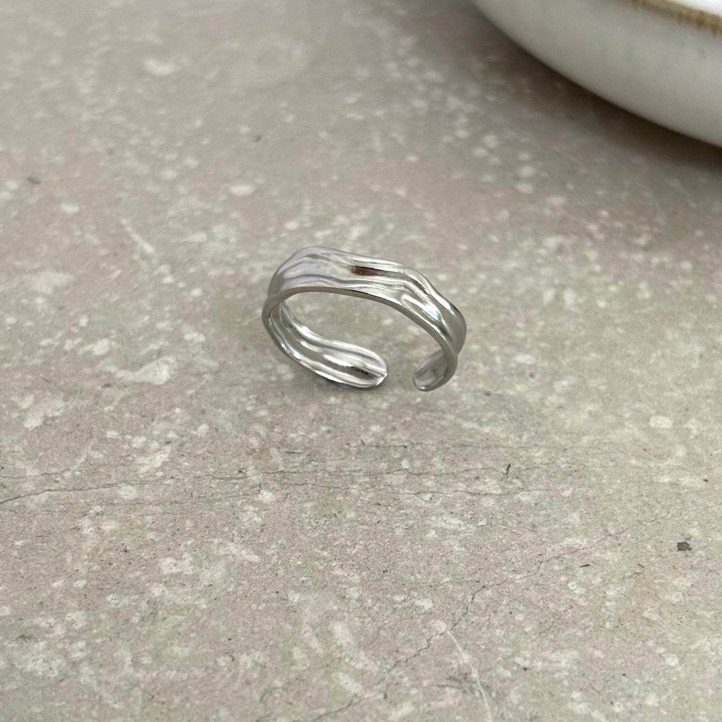 Tarnish Resistant Irregular Wave Open Ring