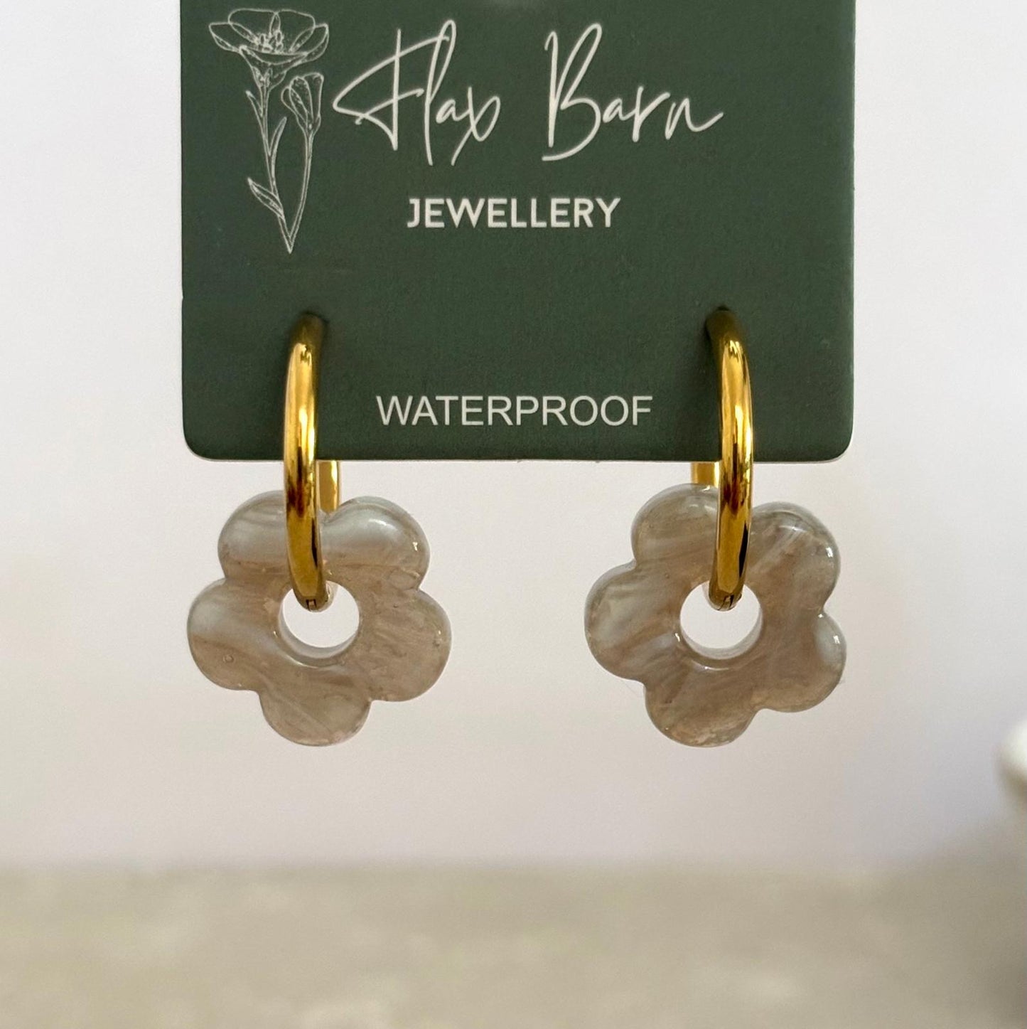 Tarnish Resistant Glass Bead Flower Huggies