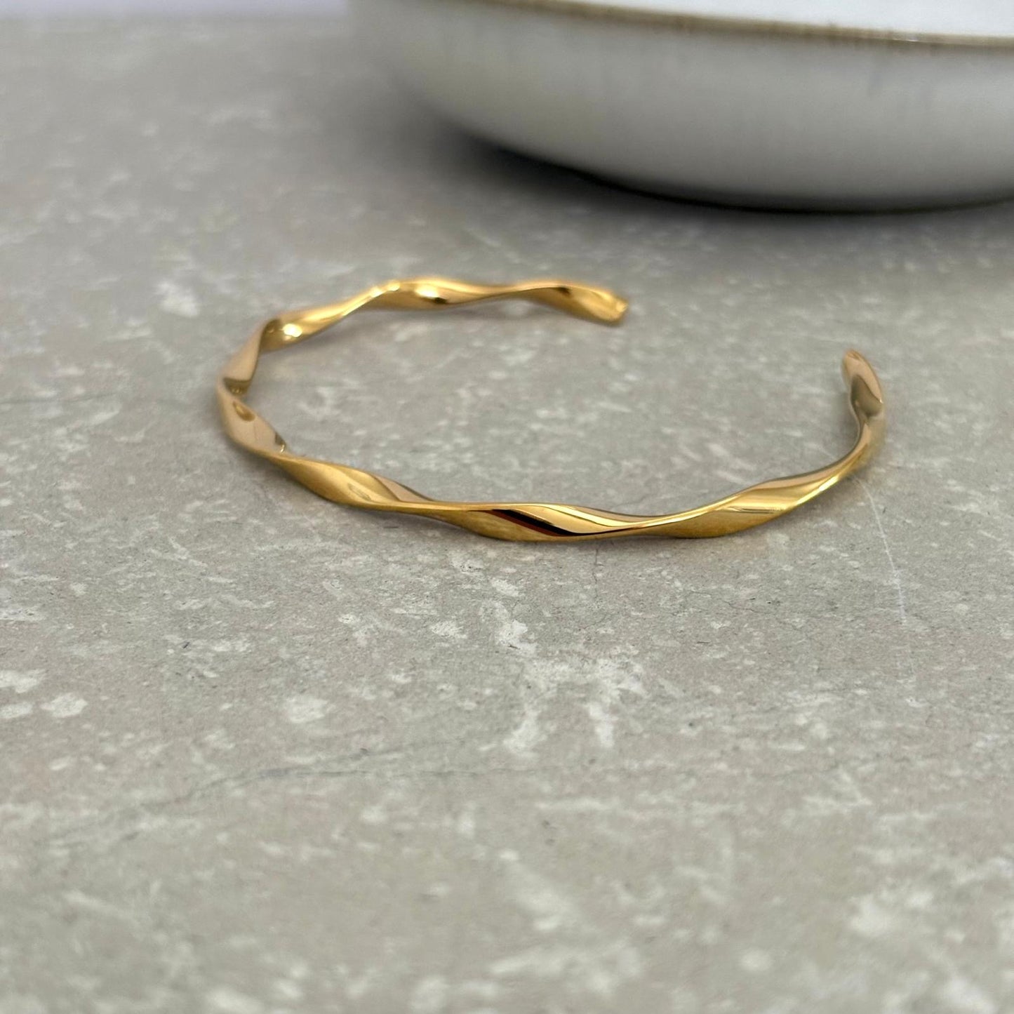 Tarnish Resistant Twisted Open Bangle