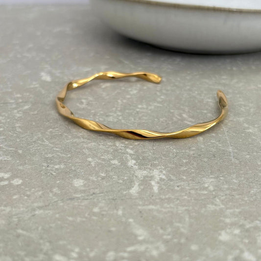 Tarnish Resistant Twisted Open Bangle