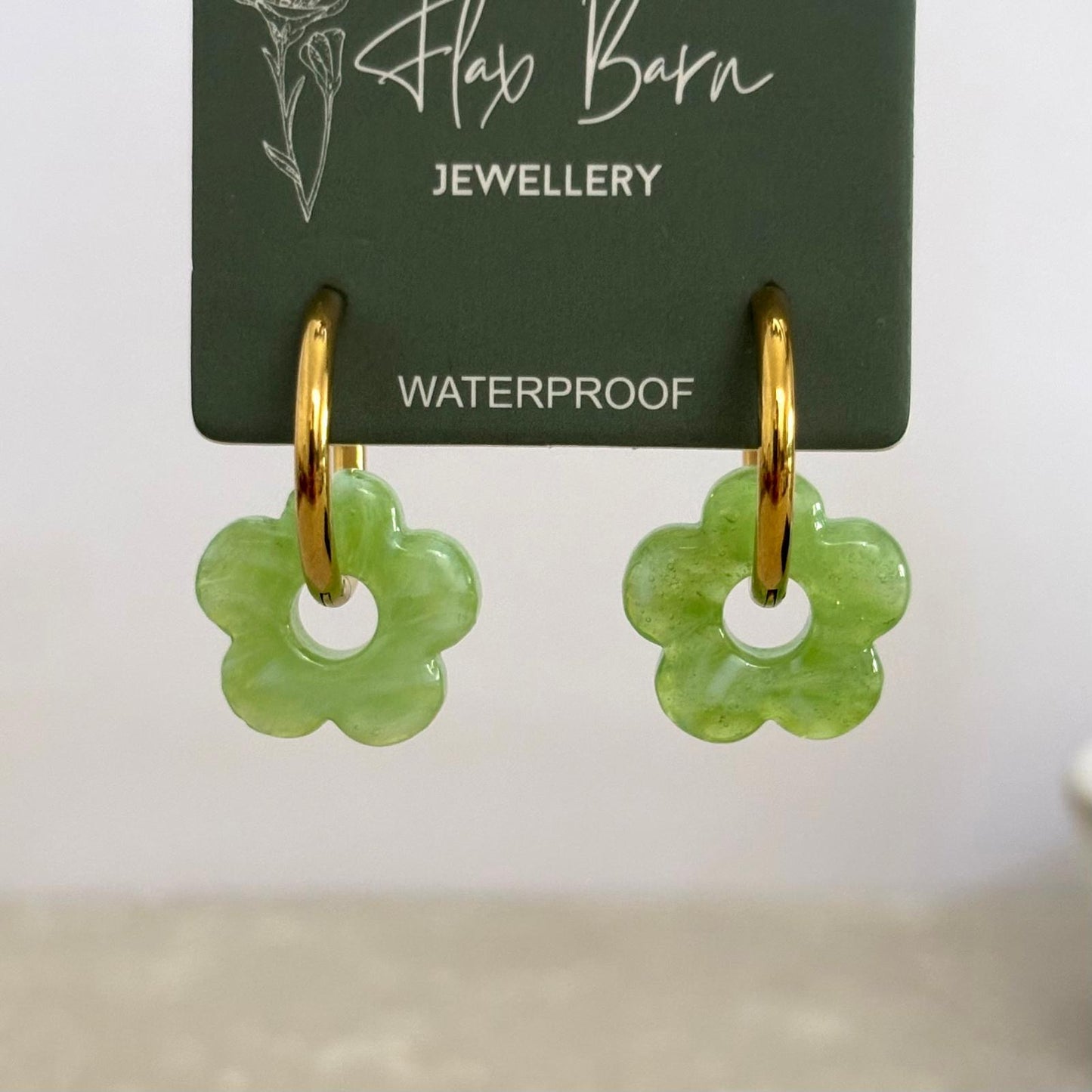 Tarnish Resistant Glass Bead Flower Huggies