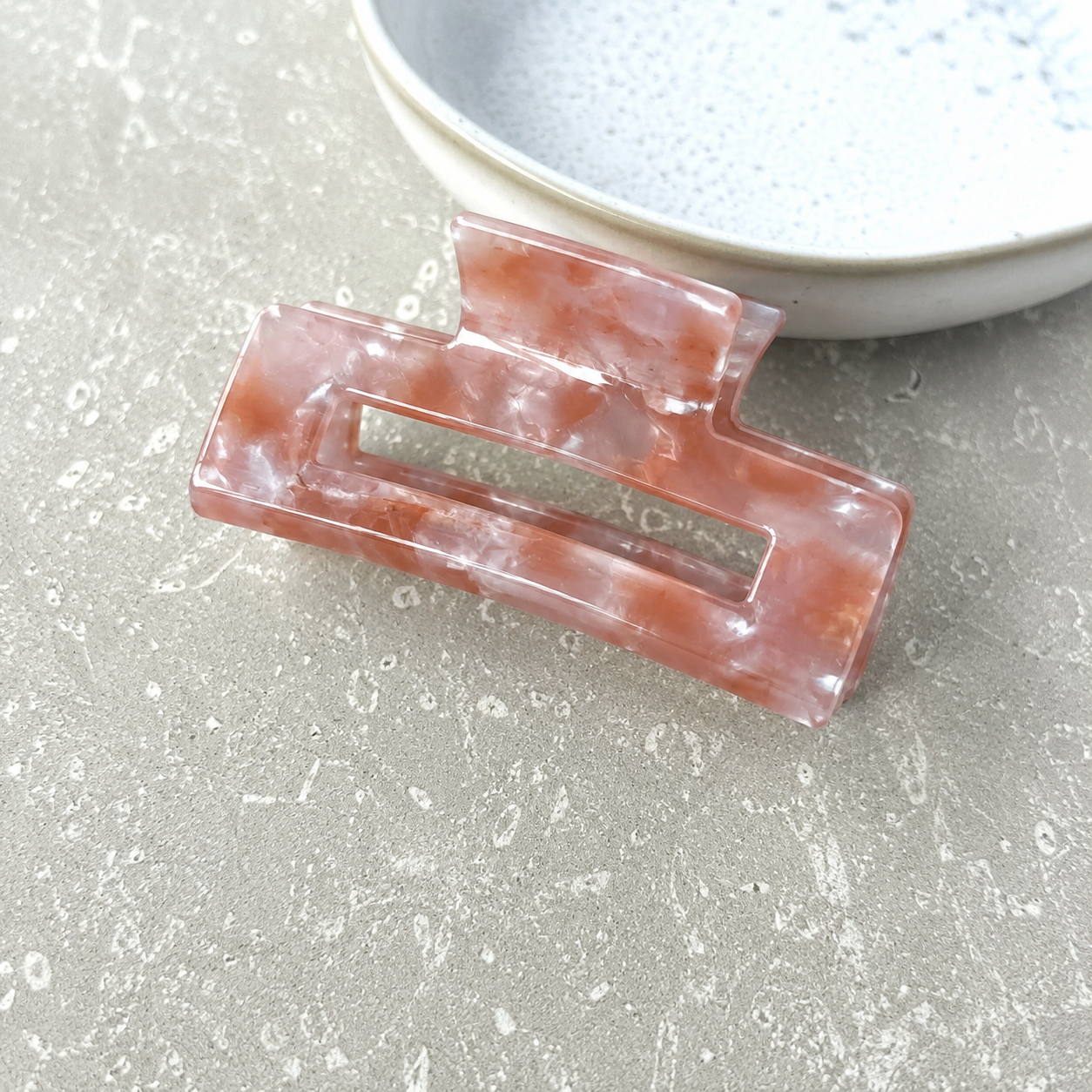 Small Peach Blossom Rectangular Claw Clip