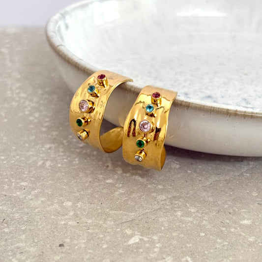 Tarnish Resistant Aurora Hoop Studs