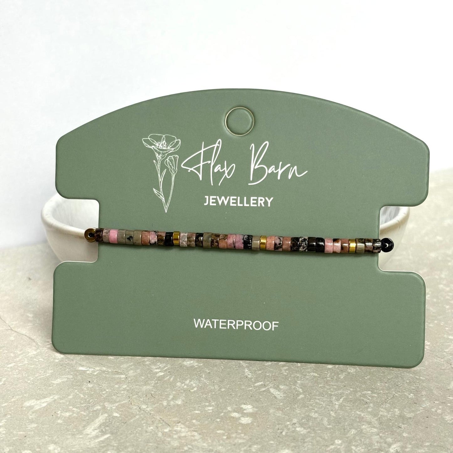 Tarnish Resistant Gemstone Pull Cord Bracelet