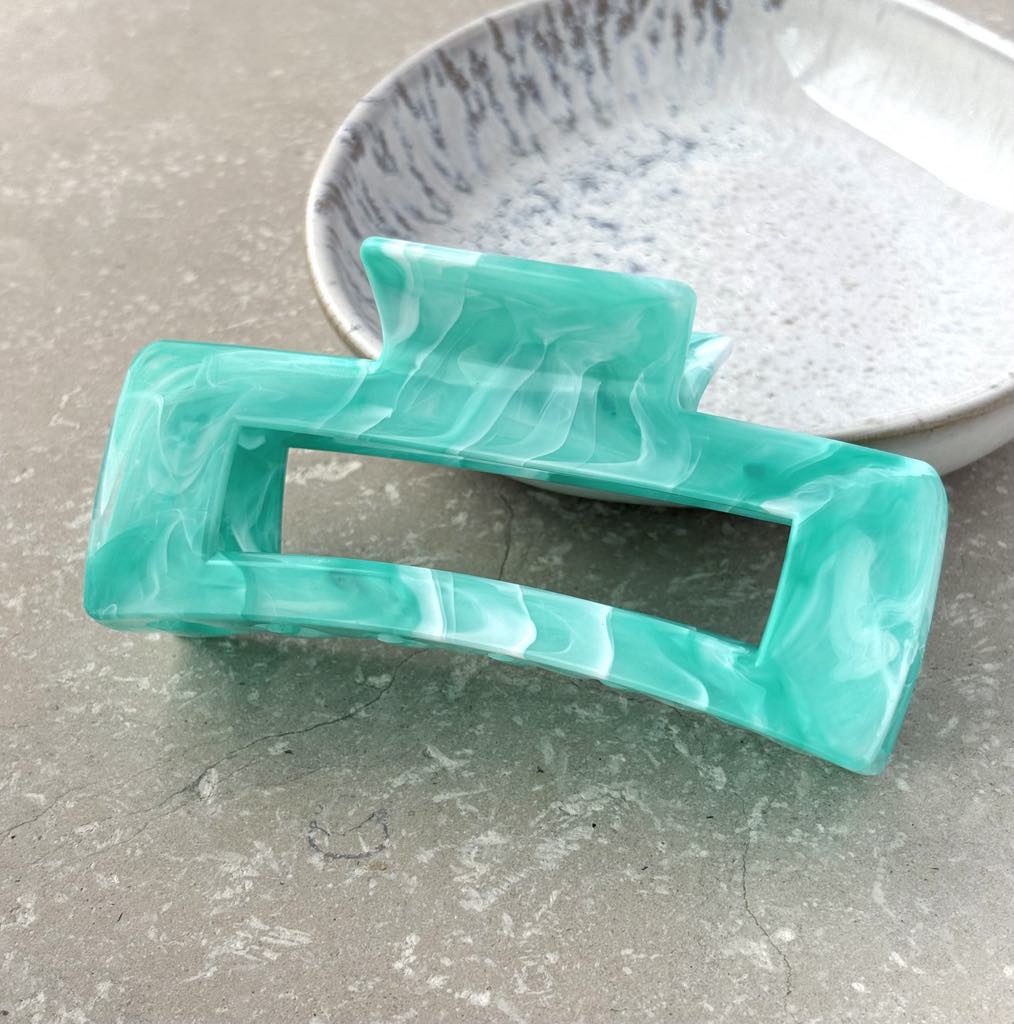 Marbled Turquoise Rectangular Claw Clamp