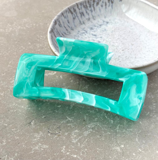 Marbled Turquoise Rectangular Claw Clamp