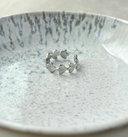 Tarnish Resistant Leaf Open Ring