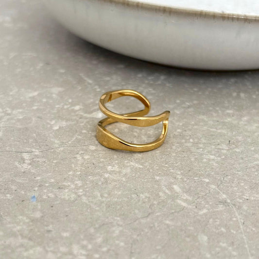 Tarnish Resistant Organic Double Band Open Ring