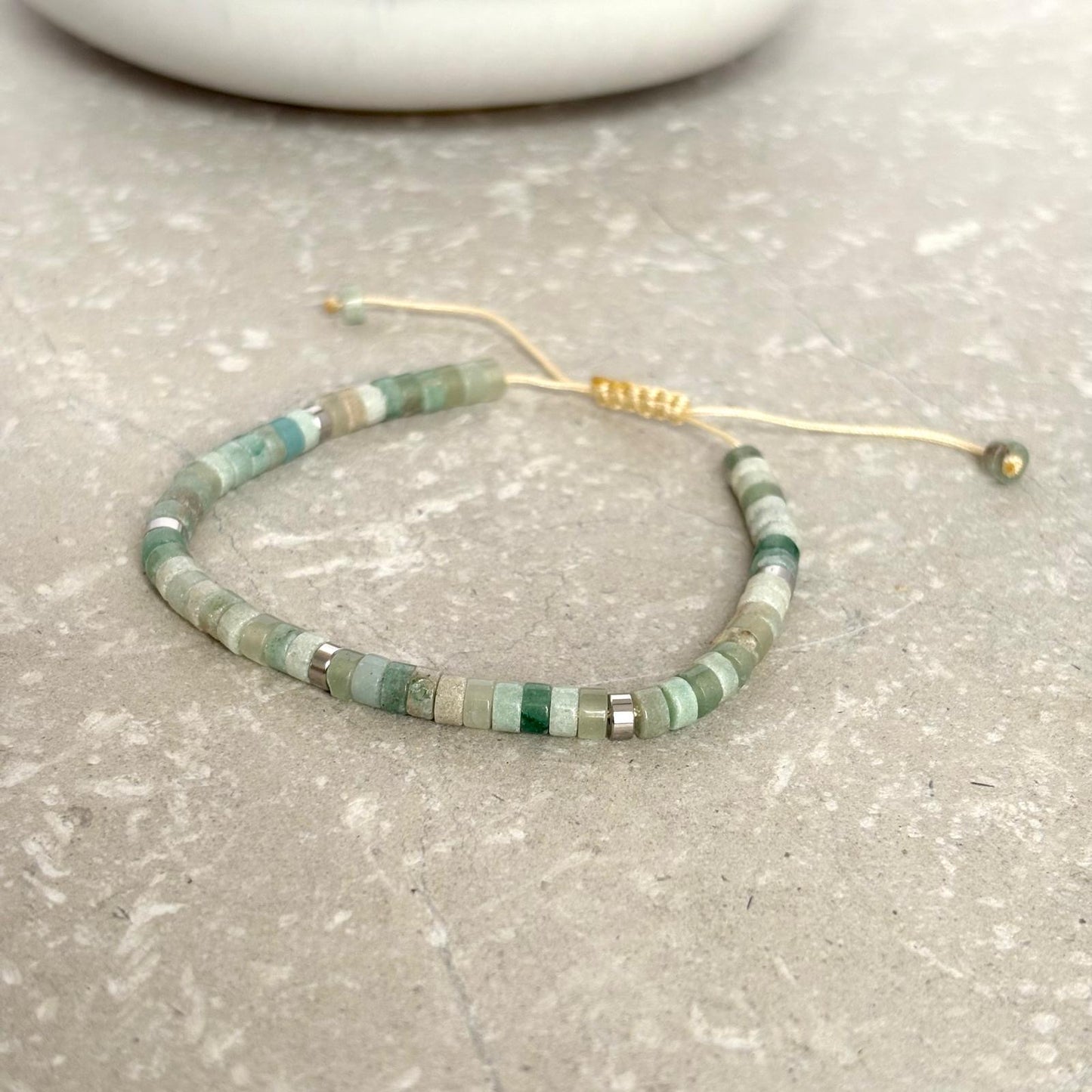 Tarnish Resistant Gemstone Pull Cord Bracelet
