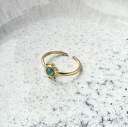 Tarnish Resistant Blue Burst Open Ring