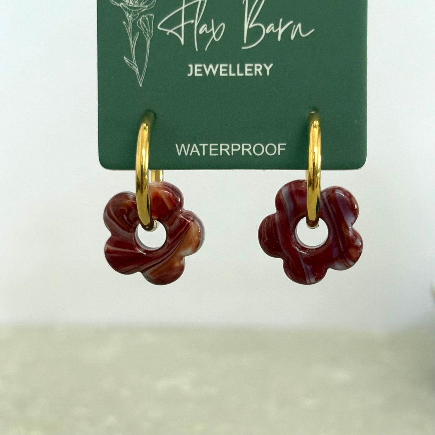 Tarnish Resistant Glass Bead Flower Huggies