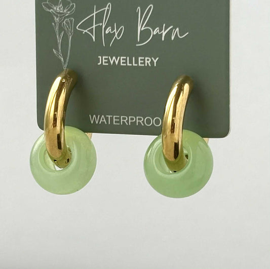 Tarnish Resistant Stone Circle Huggies