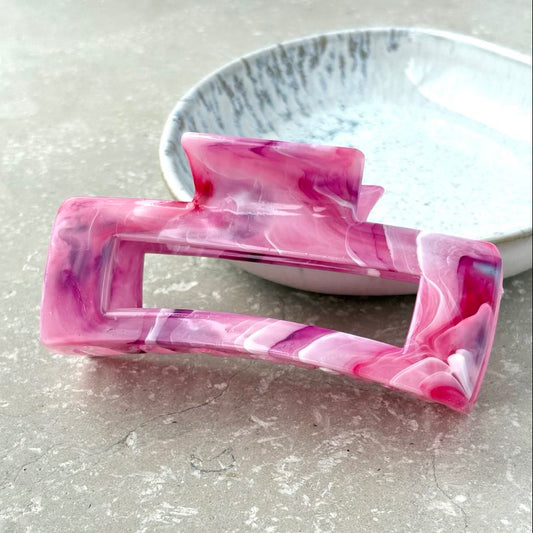 Marbled Pink Rectangular Claw Clamp