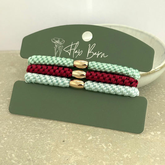 "Frosted Berry" Pack of 3 Elasticated Cord Hairbands