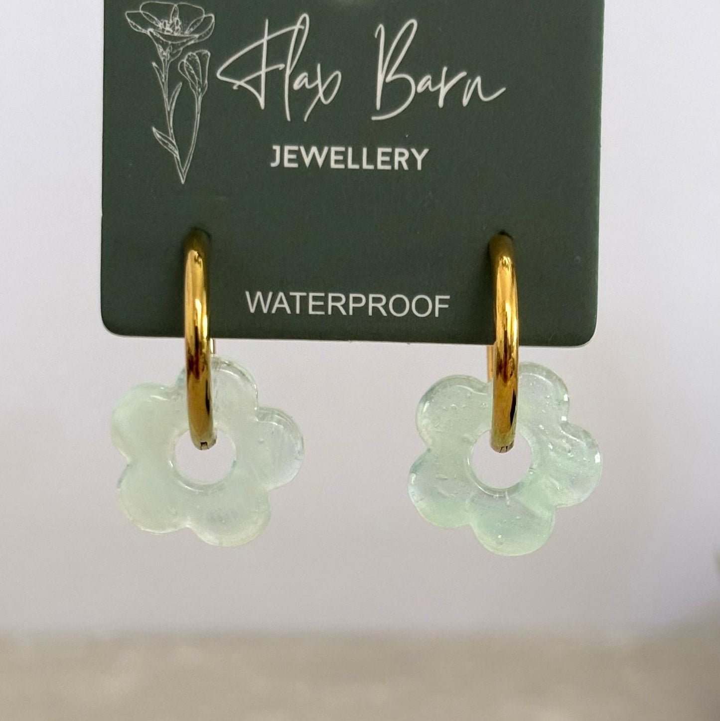 Tarnish Resistant Glass Bead Flower Huggies