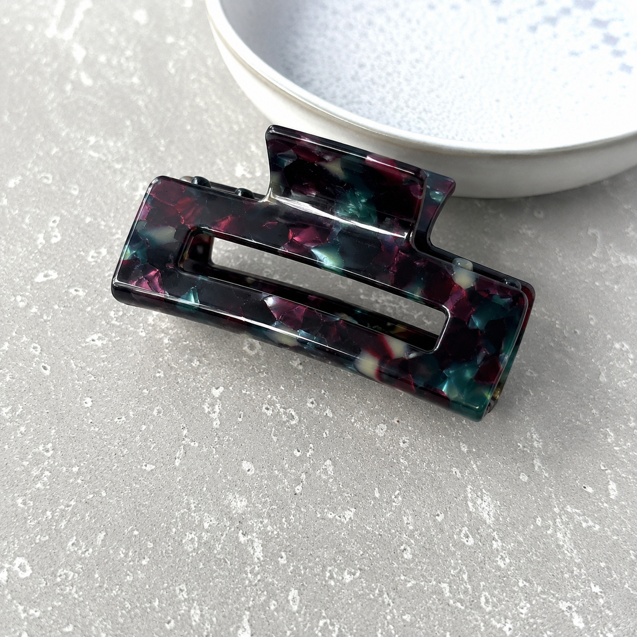 Small Mulberry Teal Rectangular Claw Clip