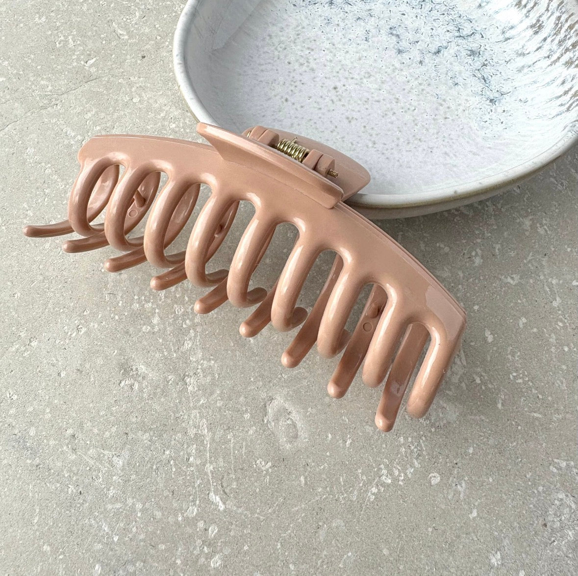 Beige Soft Flexible Barrel Claw Clip