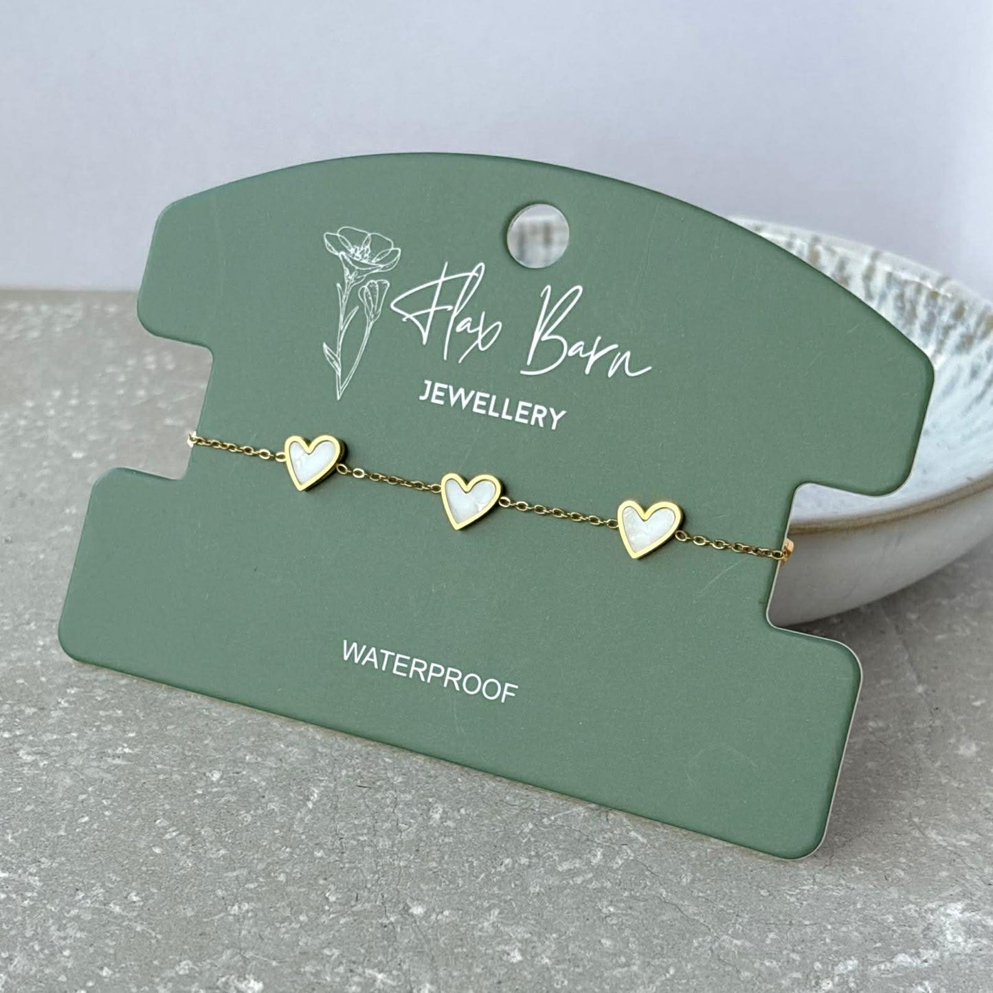Tarnish Resistant Asymmetric Pearlescent Heart Bracelet