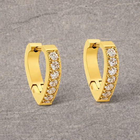 Tarnish Resistant Heart Shaped Zirconia Huggies