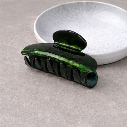 Small Dark Green Pearlescent Claw Clip