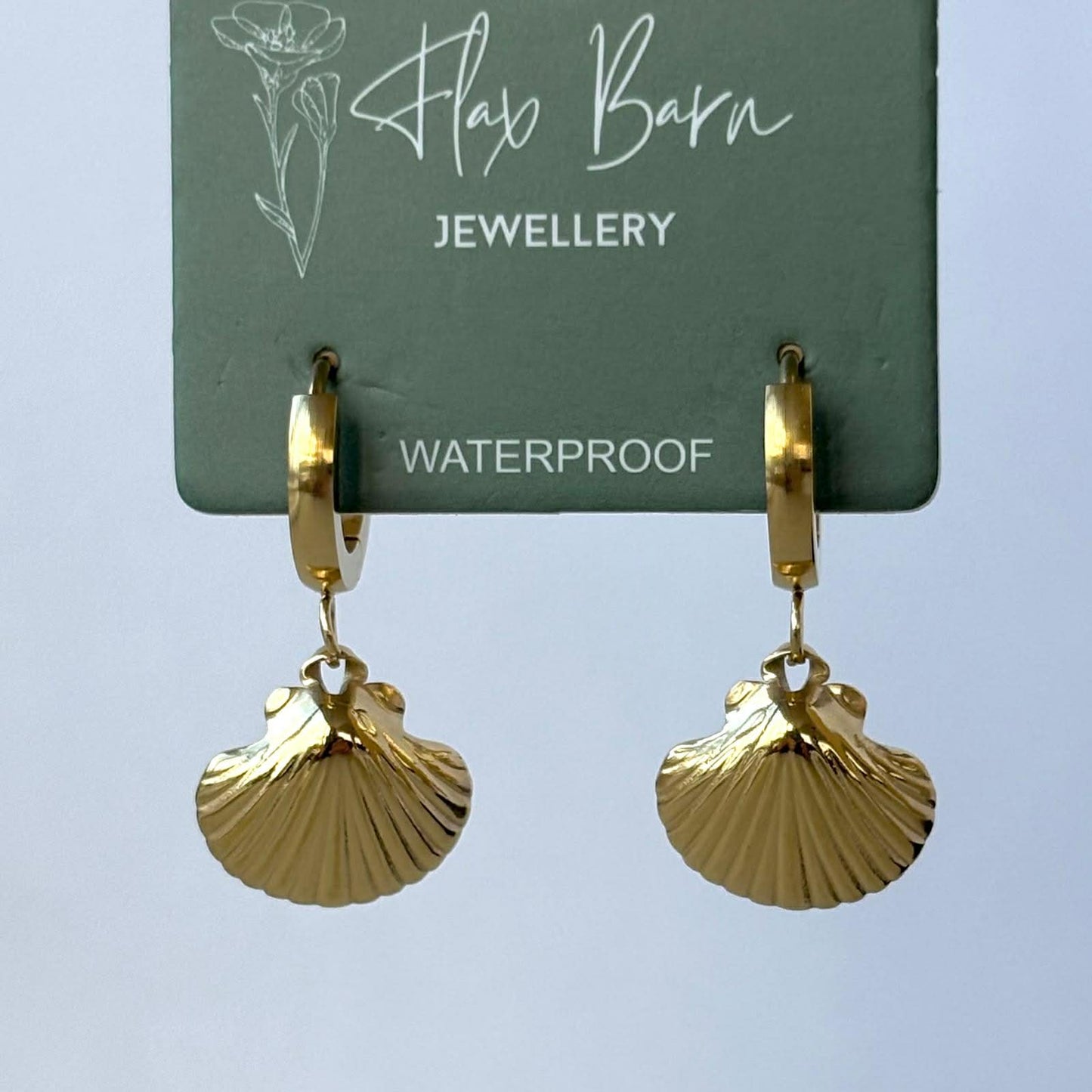 Tarnish Resistant Scallop Shell Huggies