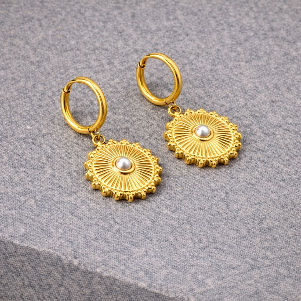 Tarnish Resistant Mandala Huggies
