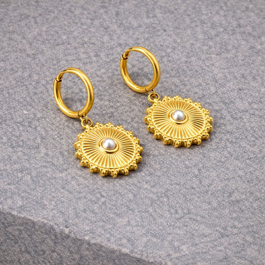 Tarnish Resistant Mandala Huggies