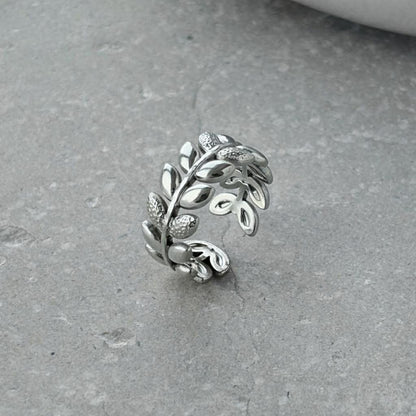 Tarnish Resistant Trailing Leaf Ring