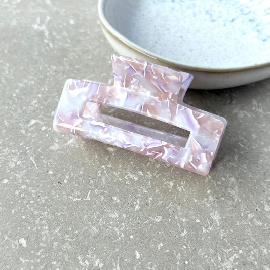 Small Light Pink Rectangular Claw Clip