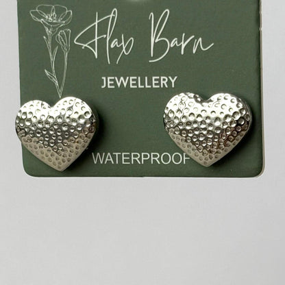 Tarnish Resistant Dimpled Heart Studs