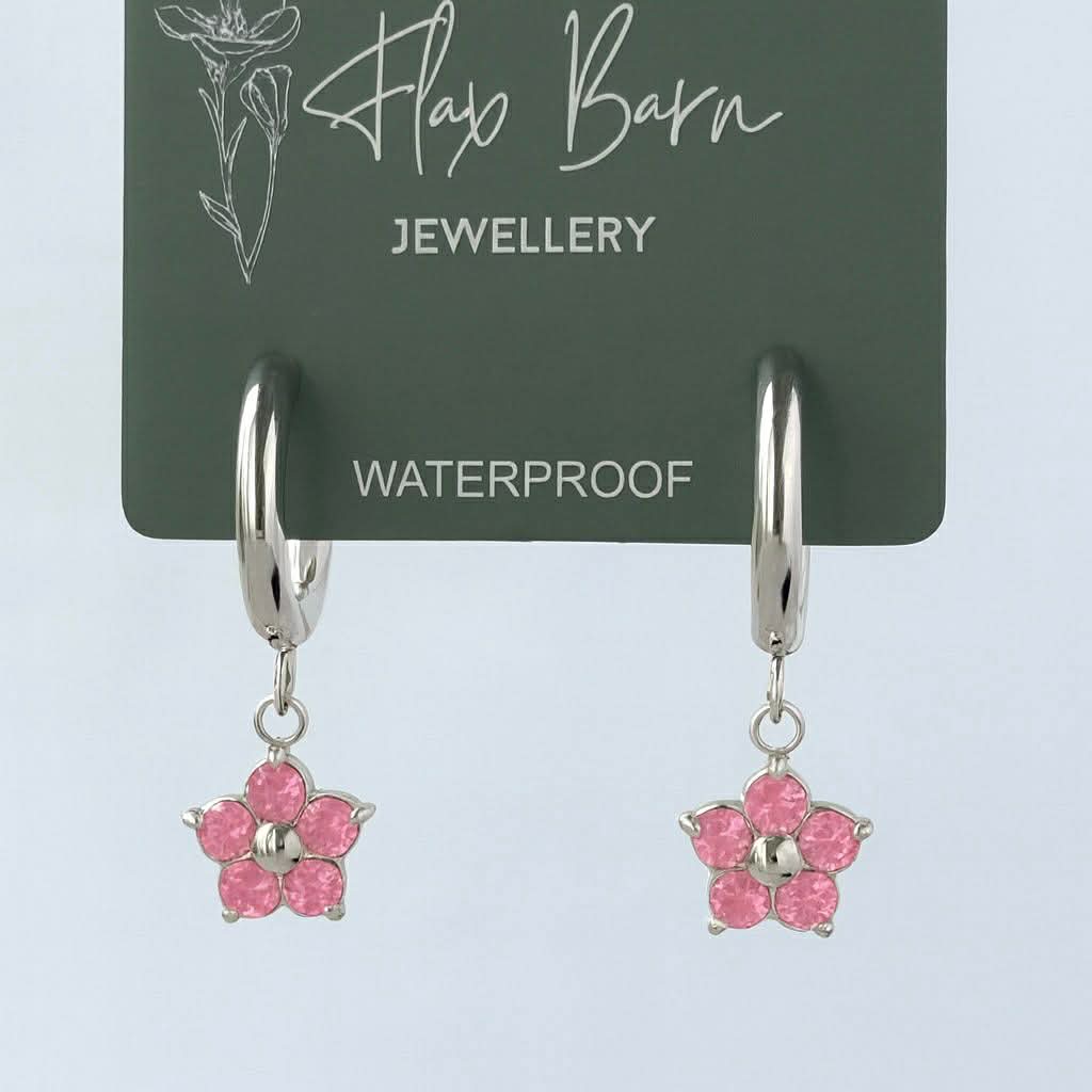 Tarnish Resistant Flower Zirconia Huggies
